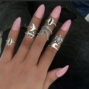 🌊New Set Of 8Pcs Silver Coated Stackable Rings🌊